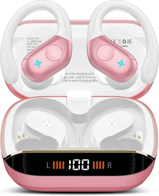 Obrázek produktu pro Bluetoothová sportovní sluchátka 75H, bezdrátová sluchátka do uší s Bluetooth, Hi-Fi stereo, s 4 mikrofony s potlačením šumu (ENC), LED indikátorem, vodotěsná (IP7), bezdrátová sluchátka