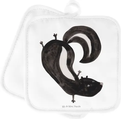 Produktbild von Mr. & Mrs. Panda topfhalter Stinktier Handstand - Weiß - Geschenk, Topflappen Set, Ofenlappen, Skunk, Stinki, Spielplatz, Raubtier, Topflappenset, Topfuntersetzer