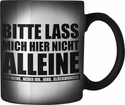 Produktbild von Trendation - Kollege Kollegin Abschied Geschenk Farbwechsel Zauber-Tasse Spruch Abschiedsgeschenk Karabiner Farbwechsel Zauber-Tasse Edelstahl Neuer Job Jobwechsel (Schwarz)