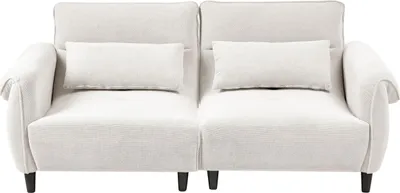 Produktbild von BELIANI 3-Sitzer Sofa Cremeweiß Polyester Polsterung Wasserabweisend Wohnzimmer Moderner Stil