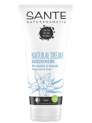 Obrázek produktu pro Sante Naturkosmetik NATURAL DREAMS, Sprchový krém, 200 ml, Tělo, Univerzální, Kokosová, Vanilka, Čisticí, Vyhlazující, Změkčující