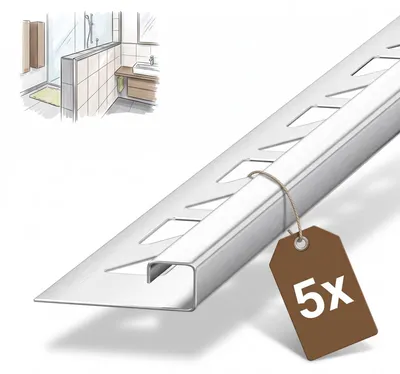 Produktbild von Dalsys 5x Fliesenschiene Eckprofil 250cm x 8mm Edelstahl gebürstet