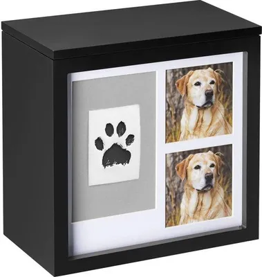 Produktbild von Hunde- und Katzenurne - Fassungsvermögen für 2 Fotos und Pfotenabdruck - Schwarze Tierurne