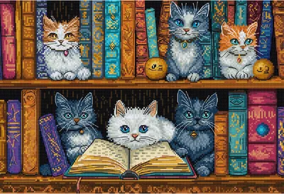Produktbild von Letistitch geteld kruissteek pakket "Boekenplank", 32x22cm