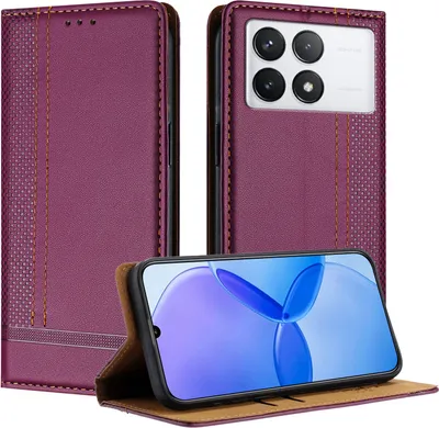 Obrázek produktu pro Pouzdro na mobilní telefon pro Xiaomi Poco X6 Pro/Redmi K70E 5G Kožený flipový kryt se stojánkem Purple