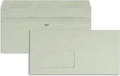 Produktbild von Briefumschläge DINlang 75g/qm selbstklebend Pergamin-Fenster VE=1000 Stück grau