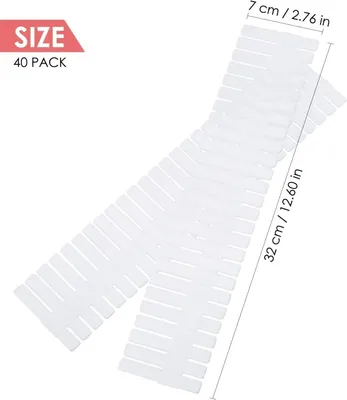 Produktbild von Set von 40 Schubladenteilern, verstellbare Schubladen-Organizer für Unterwäsche, Socken, Kosmetik, Schlafzimmer, Büro, weiß