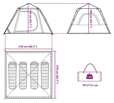 Produktbild von vidaXL Kuppel-Campingzelt 4 Personen Grün Quick Release