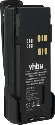 Produktbild von vhbw Akku kompatibel mit Motorola DP4400, APX4000, DP4000, DP2600E, DP4600, DP4401 Funkgerät, Walkie Talkie (3000 mAh, 7,4 V, Li-Ion) + Gürtelclip