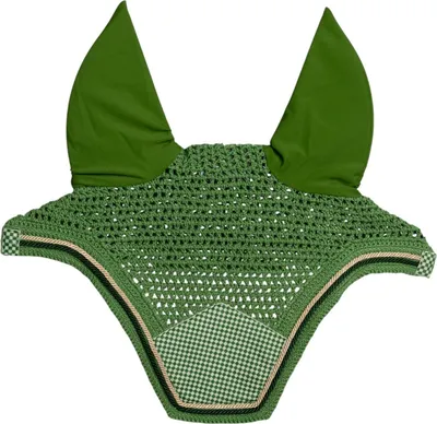 Produktbild von Kentucky Horsewear Fliegenhaube Wellington Velvet Printing Fliegenmütze Grün Full
