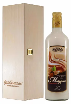 Produktbild von Blume Marzipan Liqueur mit Geschenk-Holzkiste