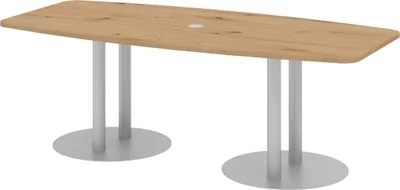 Produktbild von bümö Konferenztisch klein KT22 - Nachbildung: Asteiche, tischfuss: Säule in Silber