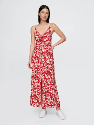 Produktbild von GAP Geblümtes Maxikleid mit dünnen Trägern, Rot, A-Linie, V-Ausschnitt, Größe M
