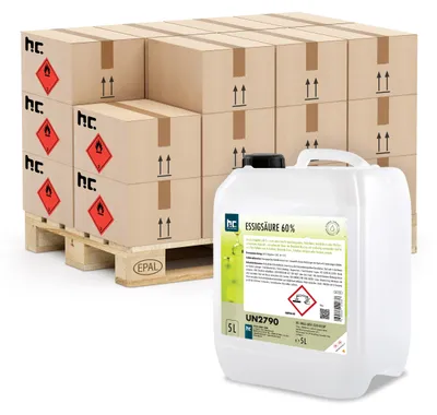 Produktbild von 2x5 L Höfer Chemie® hochprozentige Essigsäure 60% zur Entkalkung und Reinigung von Haushaltswaren, in Kanistern
