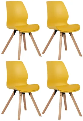 Produktbild von In And OutdoorMatch Stuhl Martin - Gelb - 4er Set - Kunststoff - Hochwertige Polsterung - Stilvoller Stuhl - Optik