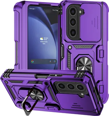 Produktbild von Hülle für Samsung Galaxy Z Fold 6 Hybrid Schutzhülle mit Ring Ständer, Scharnierabdeckung und Schiebbarer Kameraabdeckung Lila