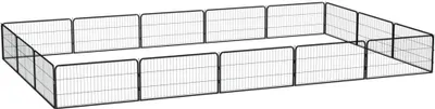 Zdjęcie produktu dla Kojec dla psa, 16 panele, czarny, 100x50 cm, stal