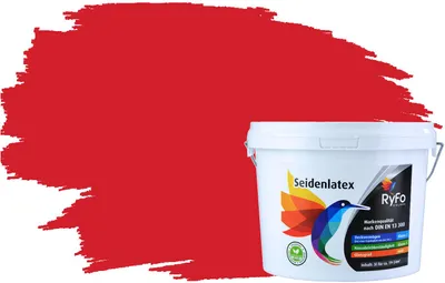 Produktbild von RyFo Colors Seidenlatex Trend Rottöne Feuerrot 3l  - bunte Innenfarbe, weitere Rot Farbtöne und Größen erhältlich