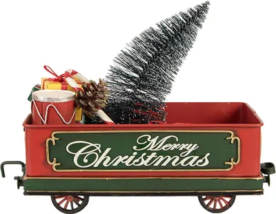 Produktbild von Clayre & Eef Weihnachtsdekorationsfigur Zug 31x15x25 cm Rot Metall