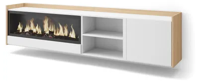Immagine prodotto di Mobili TV effetto legno Bianco Rovere 212x35x50cm camino effetto fuoco