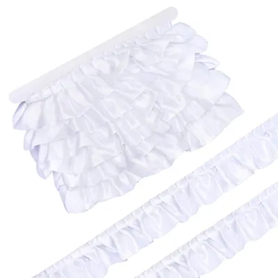 Geplooide Chiffon Kant Trim 5 cm, 13,7 m, Weiß