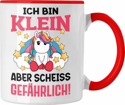 Produktbild von Trendation - Klein Aber Sch Gefährlich Lustige Einhorn Tasse mit Spruch Geschenkidee Einhornfans (Rot)