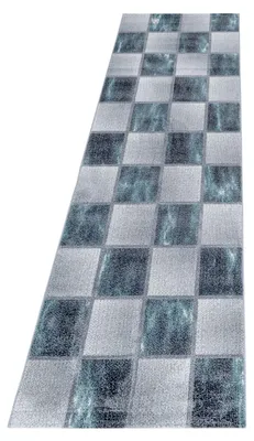 Obrázok produktu pre Koberec do obývačky, modrej farby, rozmer 80x250 cm, s geometrickým vzorom