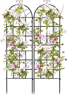 Image de Lot de 2 treillis de jardin en métal, 180 x 50 cm, noir