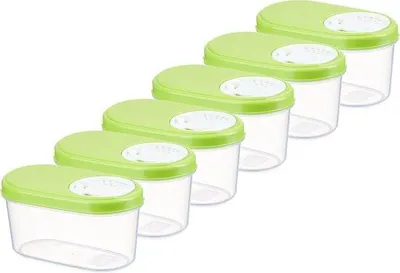 Image de Lot de 6 boîtes hermétiques pour épices et aliments, 0,14 l, vert