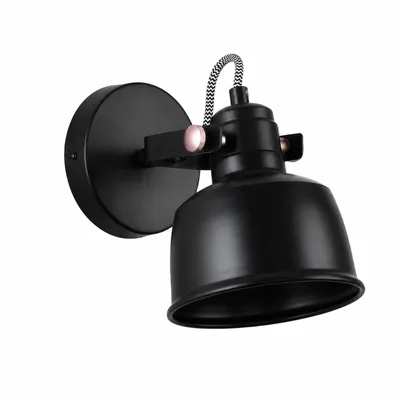 Productafbeelding van BRUK Wandlamp E14, zwarte metalen lamp in industriële stijl met verstelbare kap, diameter 15 cm