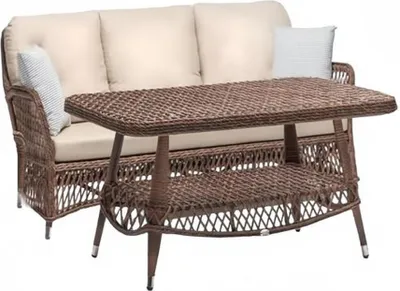 Produktbild von Garnitur Sofa 3 Sitzer Braun Luxus Couchtisch Modern Sofas Dreisitzer Stoff