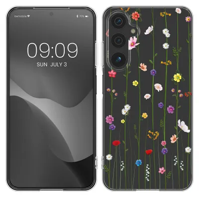 Produktbild von kwmobile Case kompatibel mit Samsung Galaxy A15 5G - Hülle Silikon transparent Wildblumen Ranke Mehrfarbig Transparent