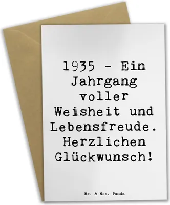 Produktbild von Mr. & Mrs. Panda valentinstagskarte Spruch 1935 Geburtstag - Weiß - Geschenk, Grußkarten, feiern, Alter, Geburtstagsgeschenk, weihnachtskarten, hochzeitskarten, Nostalgie
