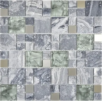 Produktbild von Glasmosaik mit Naturstein XCM MC609 grau 30x30 cm