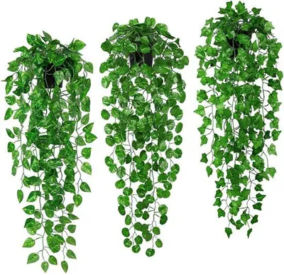 Immagine prodotto di Set di 3 piante artificiali sospese in un vaso da 90 cm; piante artificiali sospese; erba sintetica; piante artificiali per pareti; decorazione per interni ed esterni
