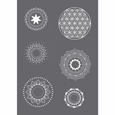 Immagine prodotto di Stencil Rayher con motivi mandala A5 da 3,9 a 5,9 cm per disegni creativi