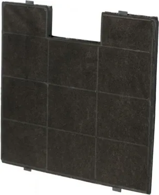A close-up, studio shot of a charcoal filter for a kitchen appliance.