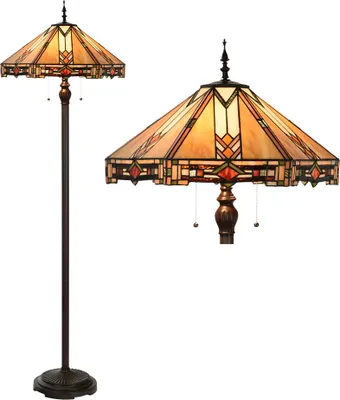 Zdjęcie produktu dla Clayre & Eef Tiffany Lampa podłogowa Ø 50x161 cm Beżowe szkło