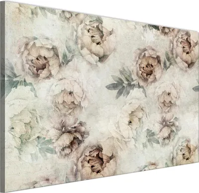 Produktbild von LUMASOUL Leinwand Bilder, Leinwandbild Geblümt Motiv, Wandbilder Holzrahmen und Webstuhl Wohnzimmer und Schlafzimmer, Bilder 120x80 cm Vintage