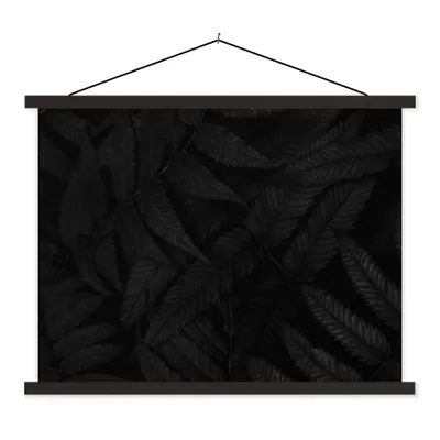 Produktbild von MuchoWow® Textilposter Blätter - Schwarz - Weiß - Pflanzen - Botanisch 60x45 cm mit schwarzem Rahmen - Poster Schlafzimmer