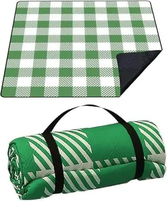 Produktbild von Picknickdecken 200x200 cm ,extra große Picknickdecke, Machine washable Camping Decke, Picknick decke Wasserdicht, Decke Outdoor, Faltbar Strandmatte mitSchultergurt,ideal für Strand Park79''x79' 'Grün