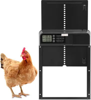 Immagine prodotto di Sportello automatico per polli con timer, alimentato a batteria, nero