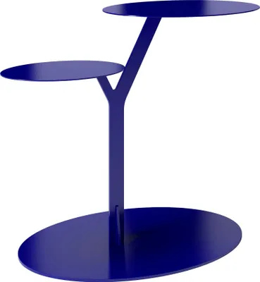 Produktbild von Beistelltisch IROKO mit 2 Ablagen / Metall / Kaffeetisch - Sofatisch - Laptoptisch / Oval 44,5 x 54 x 32 cm / Marineblau