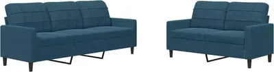 Produktbild von vidaXL 2-tlg. Sofagarnitur mit Kissen Blau Samt