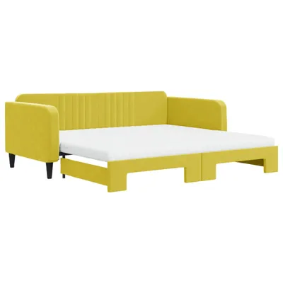Zdjęcie produktu dla Sofa Rozsuwana Z Materacami, Żółta, 100X200 Cm, Aksamit Lumarko!
