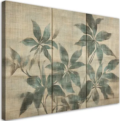 Produktbild von Feeby - Leinwand Bilder - Blätter Pflanzen Vintage - 45x30 cm - Deko Wohnzimmer - Wandbilder Schlafzimmer - Deko Aesthetic - Wand Deko - Leinwand Groß - Deko Zimmer - Leinwandbilder XXL