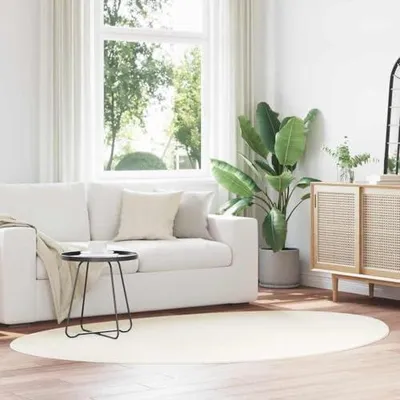 Produktbild von HUARTE Webteppich für das Wohnzimmer, 140 x 200 cm, cremefarben – Mittelflor-Teppich aus Polyester, rutschfest und faltbar für Schlafzimmer und Flur