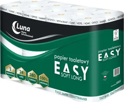 Zdjęcie produktu dla Luna Easy Soft Papier Toaletowy Miękki Delikatny Dwie Warstwy 24 Rolki