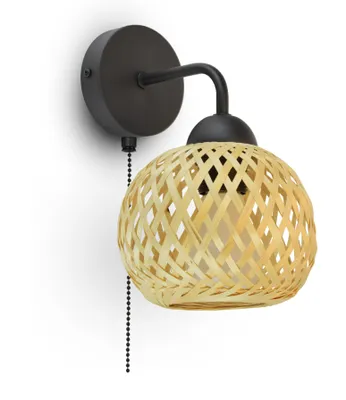 Zdjęcie produktu dla Luxolar lampa ścienna z włącznikiem Naturalny bambus E27 60W - Lampa ścienna do salonu, kuchni i łazienki