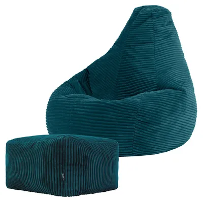 Produktbild von Icon Dalton Cord Sitzsack Kinder und Hocker mit Füllung, Blaugrün